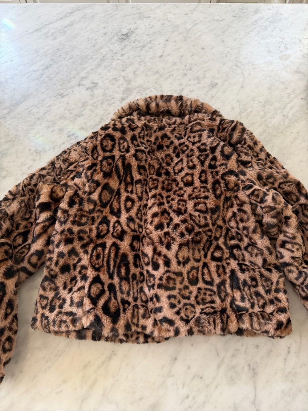 Love Tree Faux Fur Leopard Print Jacket in Brown and Black - Picture 5 of 5